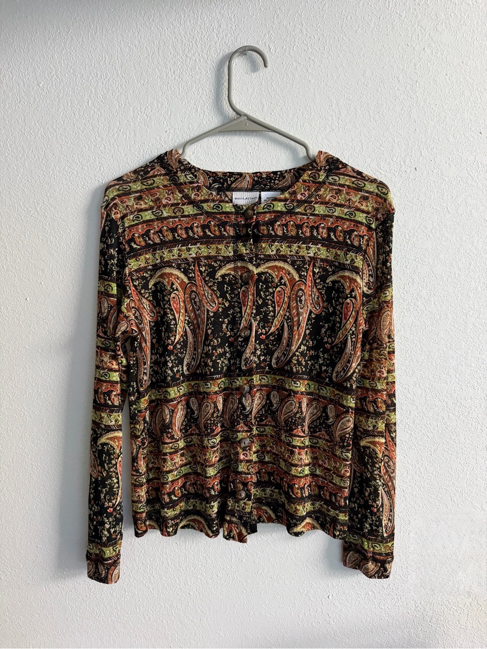 Vintage Y2K 2000s White Stag Sheer Paisley Button-Up Long Sleeve